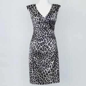 Cache Women's Leopard Animal Print Dress - Size 0 Silver/Black